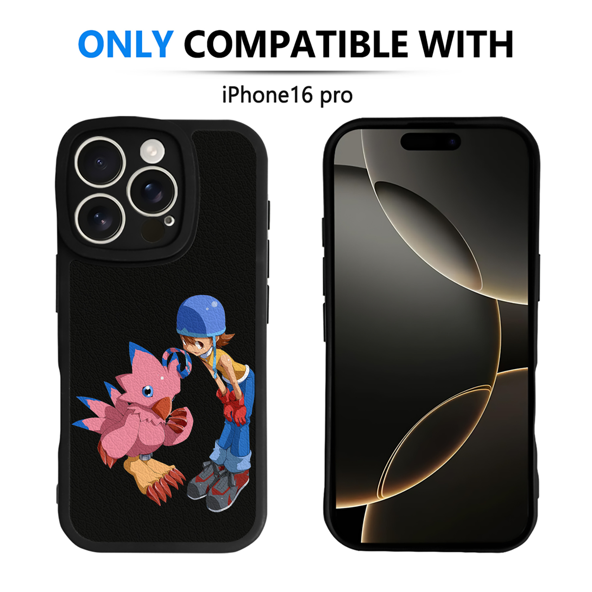 （画像用） Digimon デジタルモンスター/デジモン 【iPhone 16シリーズ対応】シリコンスマホケース（レザー調） 材質：シリコン